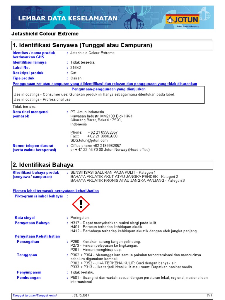 MSDS Jotun Extreme Colour PDF