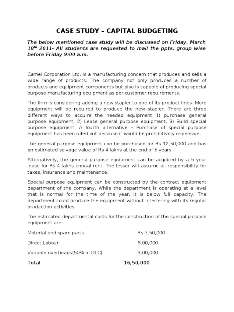 Capital budgeting case study of dan and susan with solution pdf picture