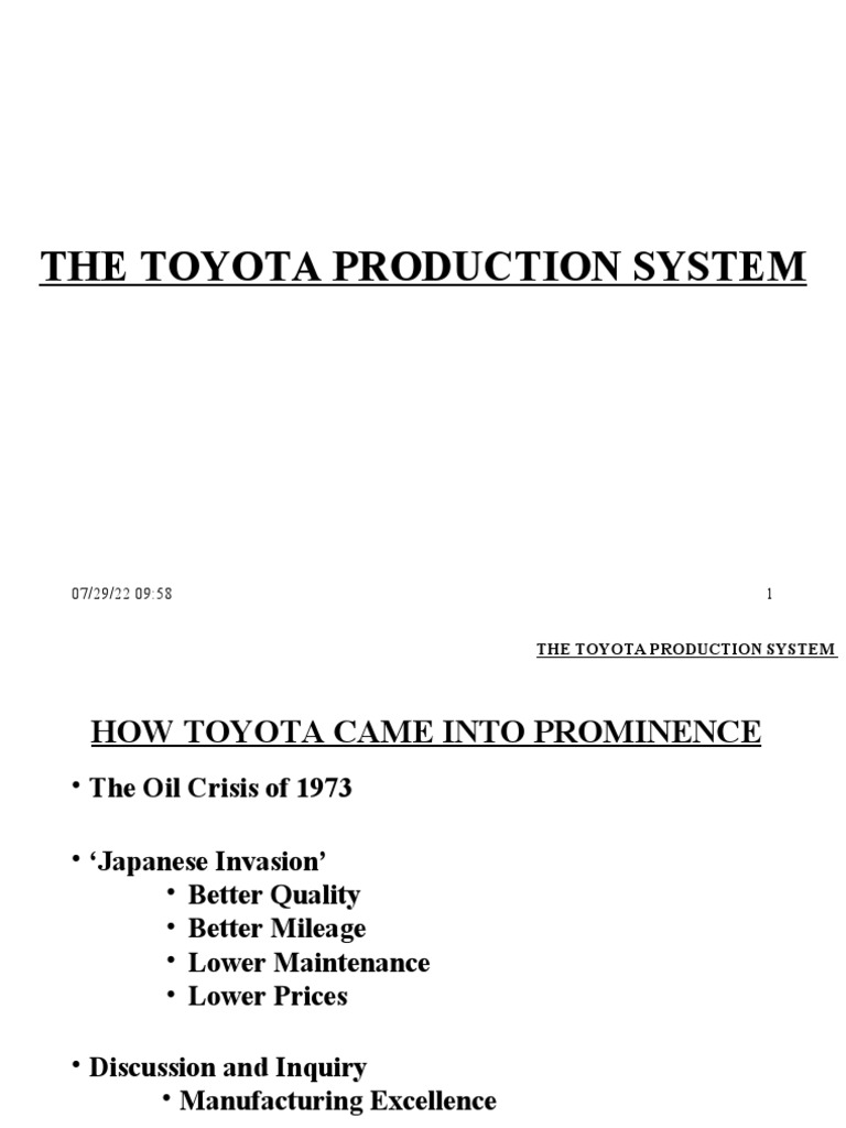 Overview of the Toyota Production System | PDF | Lean Manufacturing ...
