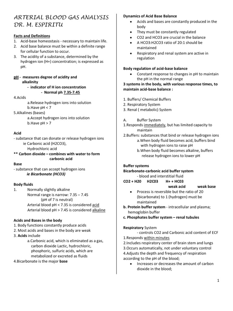 Arterial Blood Gas Analysis PDF Buffer Solution Bicarbonate