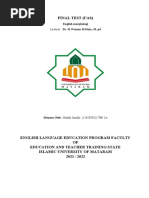 Final Test (Uas) : English Morphologi