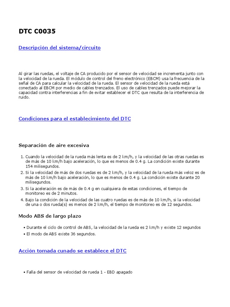 DTC de Abs | PDF | Sistema de freno antibloqueo | Bienes manufacturados