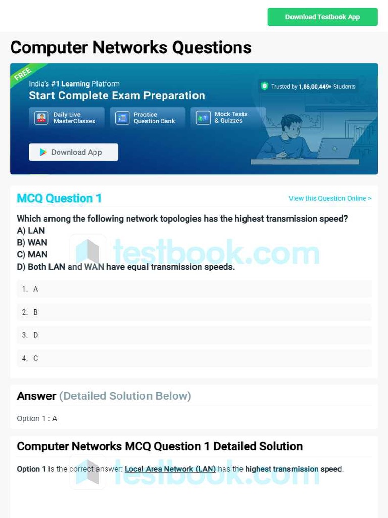MCQ On Computer Networks 5eea6a0939140f30f369d8f8 PDF