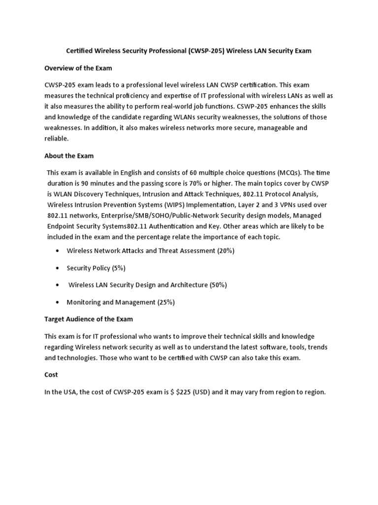 Certified Wireless Security Professional | PDF