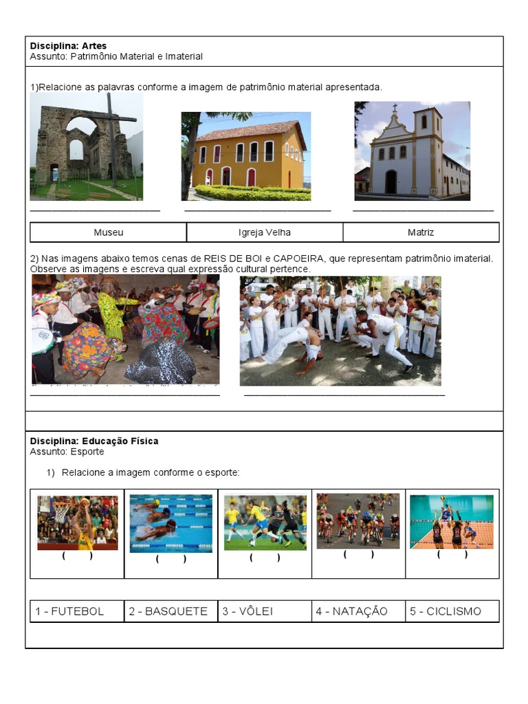 Avaliação - Patrimônio Material e Imaterial | PDF