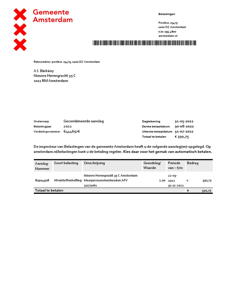 Uw Aanslag Gemeentelijke Belastingen PDF