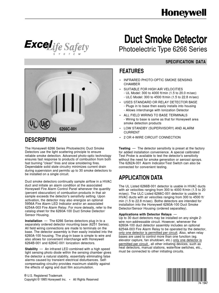 Duct Smoke Detector - Honeywell | PDF | Electrical Engineering ...