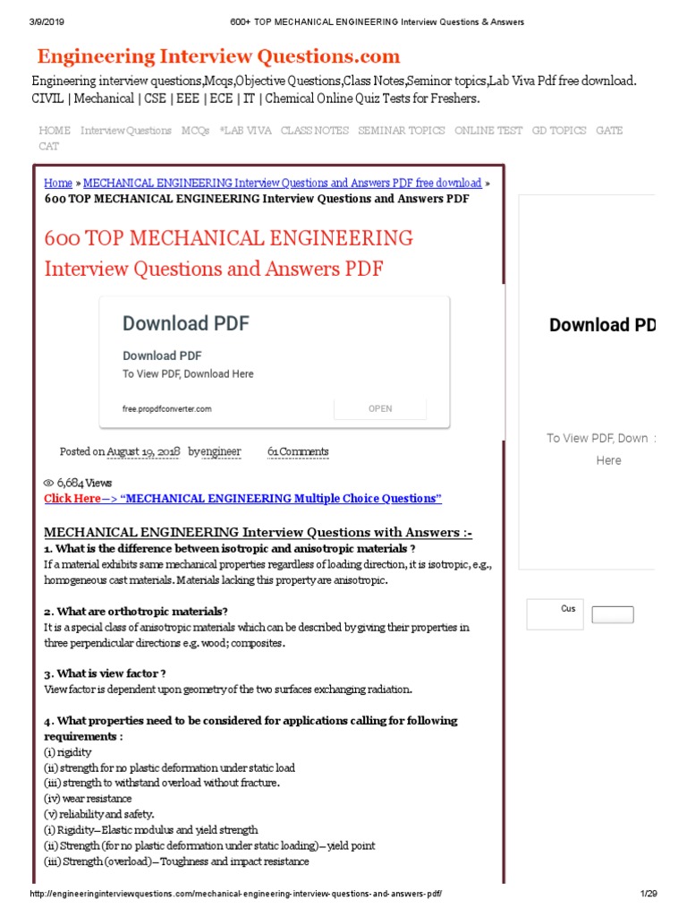 MECHANICAL ENGINEERING TECHNICAL INTERVIEW QUESTIONS AND ANSWERS PDF FREE DOWNLOAD visual data 5