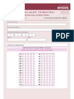 Avaliação trimestral de Matemática e Artes do 1o ano do Ensino Médio