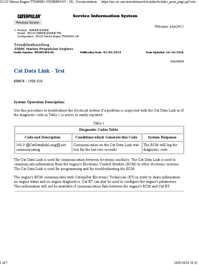 Cat Data Link Test PDF Electrical Connector Computer Engineering
