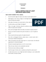Reflection & Refraction of Light (Revision Questions) : Very Short Answer Type (1 Mark)