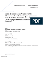 IEEE STD 139 Recommended Practice For The Measurement of Radio Frequency Emission From Industrial, Scientific, and Medical (ISM) Equipment Installed On User's Premises