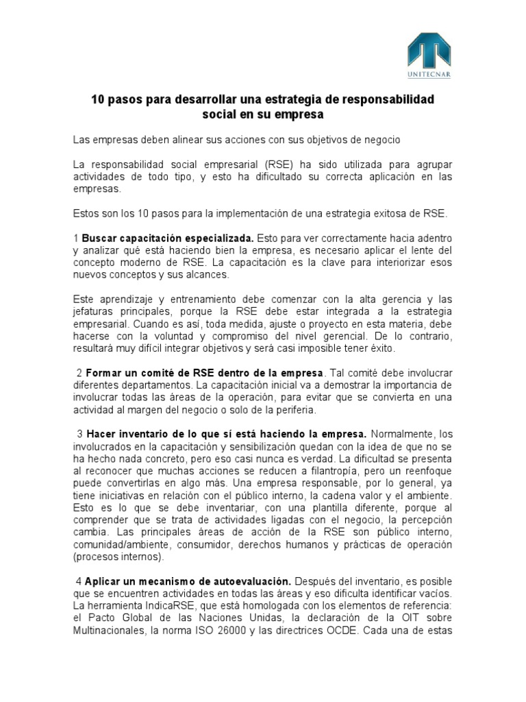 10 Pasos para Desarrollar Una Estrategia de Responsabilidad Social en ...