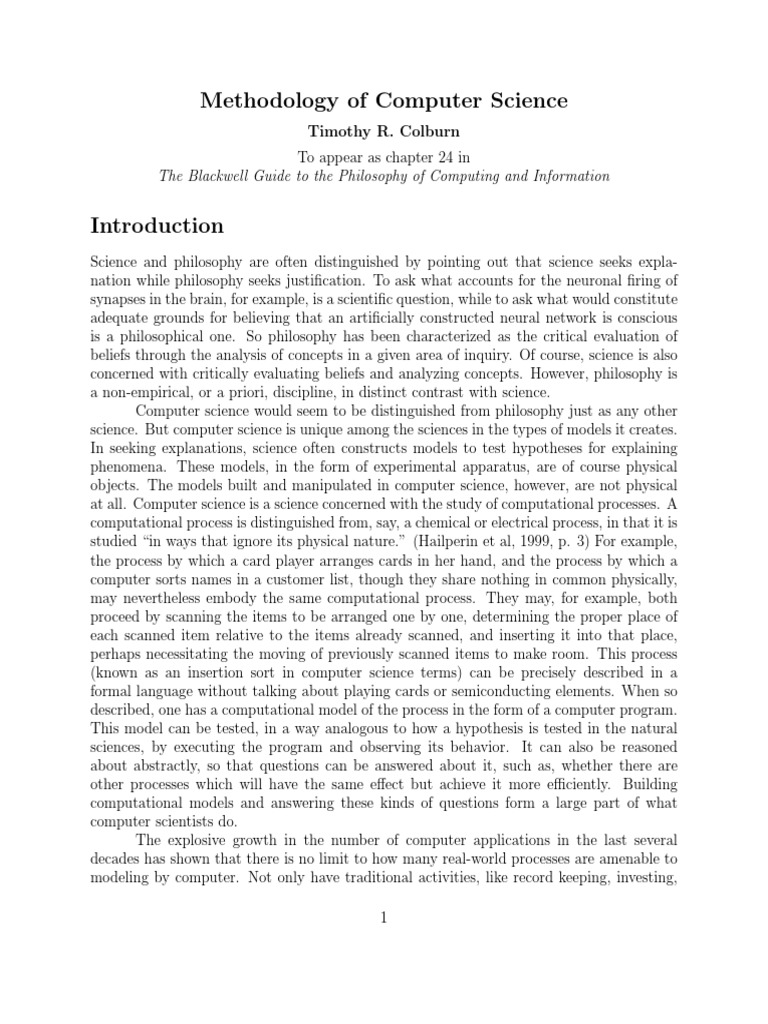 Methodology of Computer Science | PDF | Computer Science | Science