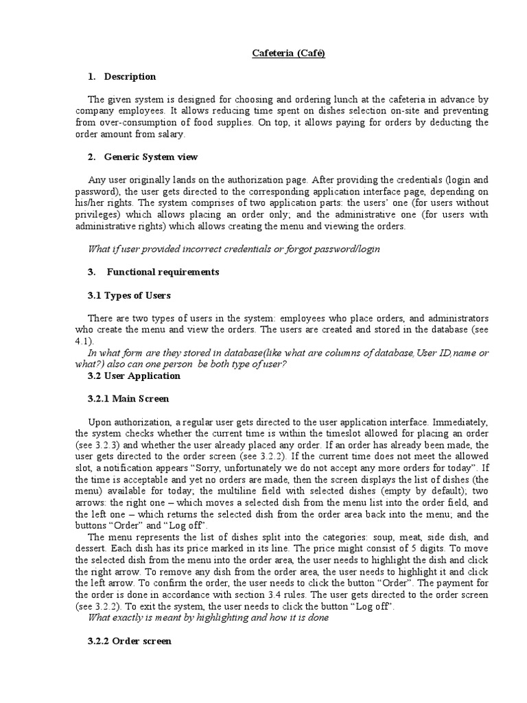 An Automated Cafeteria Ordering System for Streamlining Lunch Selection
