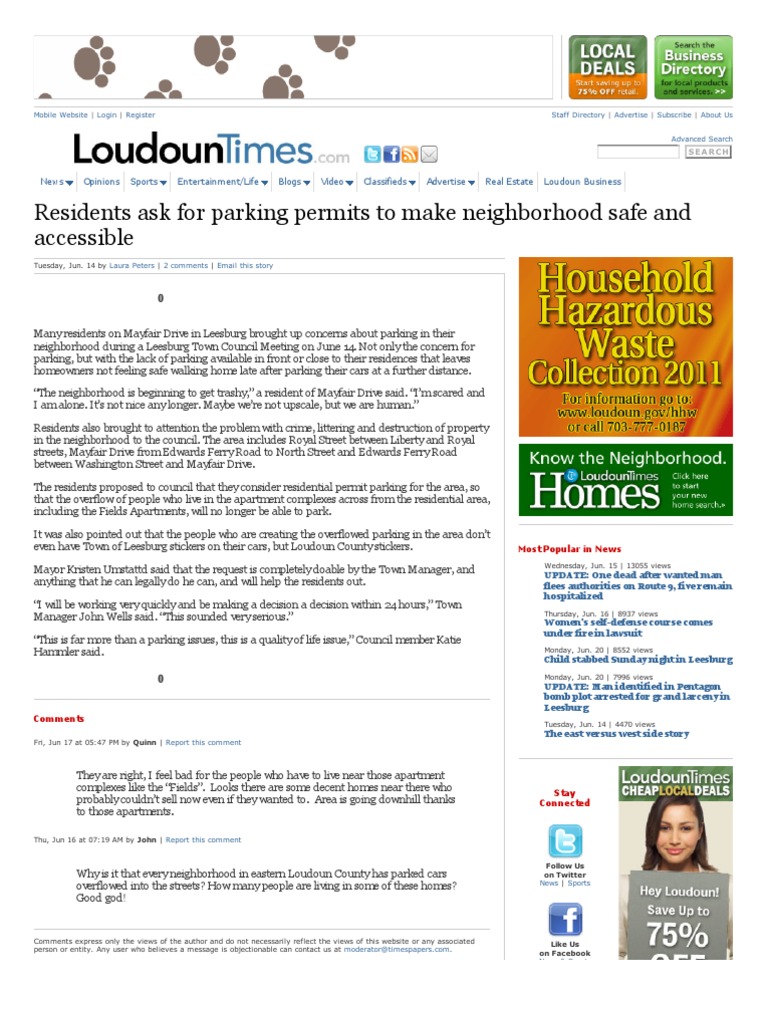 Residents Ask For Parking Permits To Make Neighborhood Safe and ...