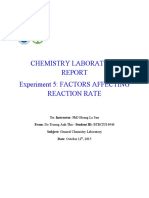 Chemistry Laboratory Experiment 5: FACTORS AFFECTING Reaction Rate