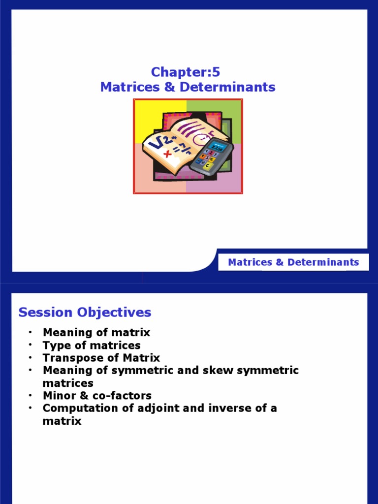 CHP 5 Matrices Determinants1 | PDF | Matrix (Mathematics) | Determinant