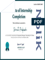 Certificate of Internship Completion: Shruti Prakash