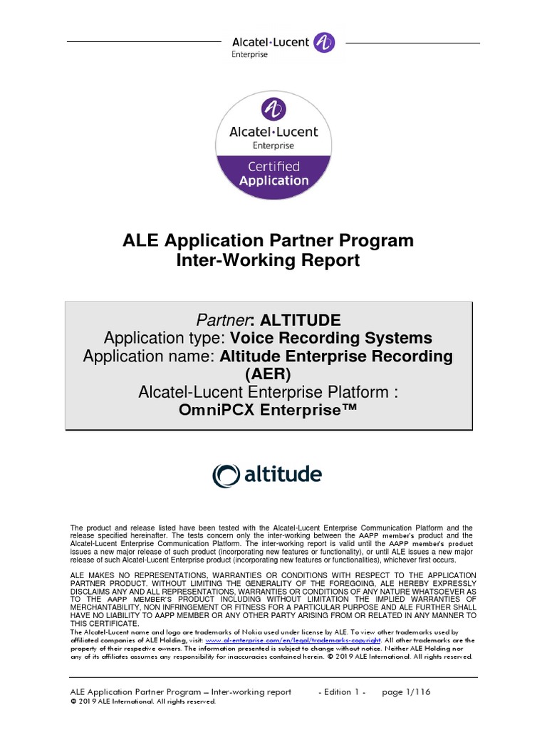 IWR 0334 Ed01 - Altitude AER 8.5 - OmniPCXEnterpriseR12.3 | PDF | Call ...