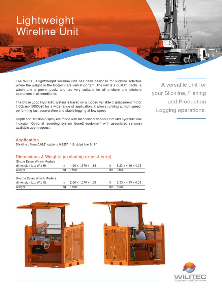 WILITEC Lightweight Slickline Unit | PDF | Vehicles | Tools
