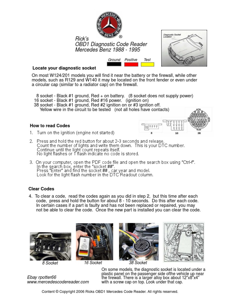 Mercedes 1988 - 1995 Obd1 Fault Codes | PDF | Throttle | Electrical ...