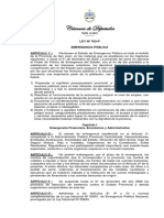 Cámara de Diputados: LEY #783-P Emergencia Pública Artículo 1°.