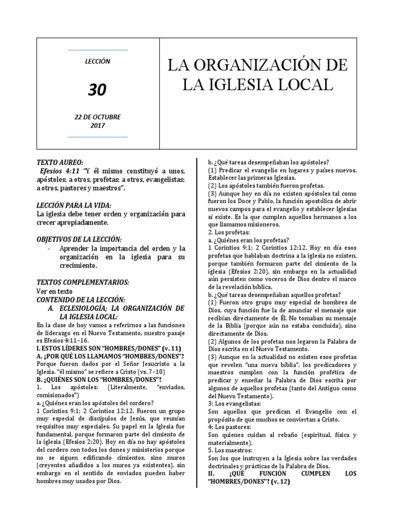 Organización y Liderazgo en la Iglesia | PDF | Iglesia cristiana | Diácono
