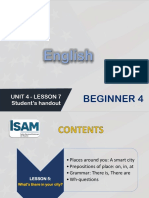 Unit 4 - Lesson 7 - Beginner 4 - Workbook