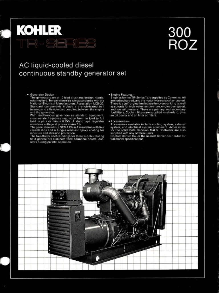 Kohler 300ROZ Spec Sheet PDF