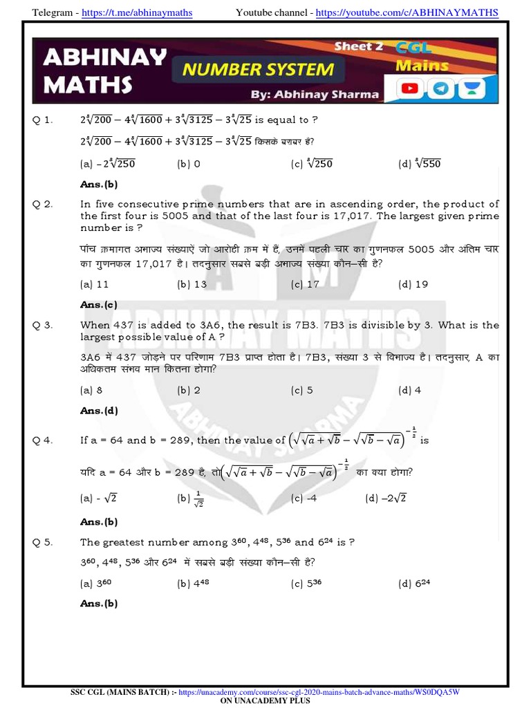Number System Practice Sheet 2 | PDF | Mathematics | Division (Mathematics)