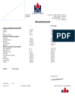 Microbiology Unit: Urine Analysis and C/S