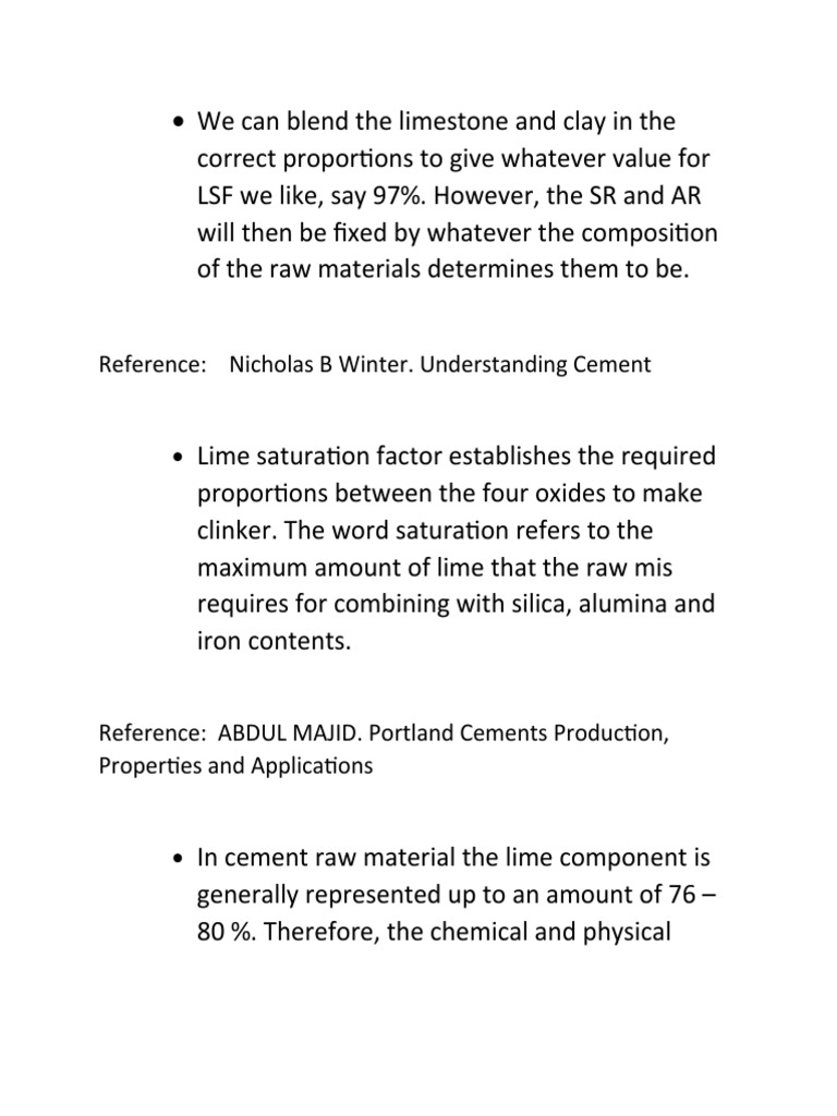 Lime Saturation Factor in Cement Production | PDF