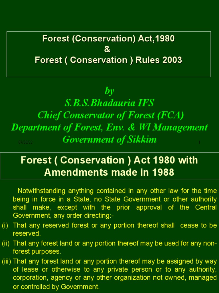 An Overview of the Forest (Conservation) Act, 1980 and Associated Rules