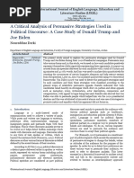 A Critical Analysis of Persuasive Strategies Used in Political Discourse: A Case Study of Donald Trump and Joe Biden