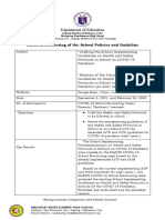 Department of Education: Minutes/Monitoring of The School Policies and Guideline
