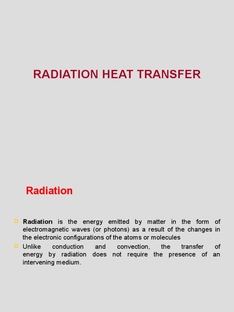 Radiation Heat Transfer Fundamentals | PDF | Electromagnetic Radiation ...