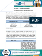 Learning Activity 1 / Actividad de Aprendizaje 1 Evidence: Describing My Kitchen / Evidencia: Describiendo Mi Cocina