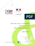 Etat Des Lieux Et Typologie Des Ateliers de Fabrication Numerique Rapport Final