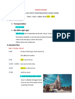 Detailed Plan For Toastmasters Ver English Da Lat Trip