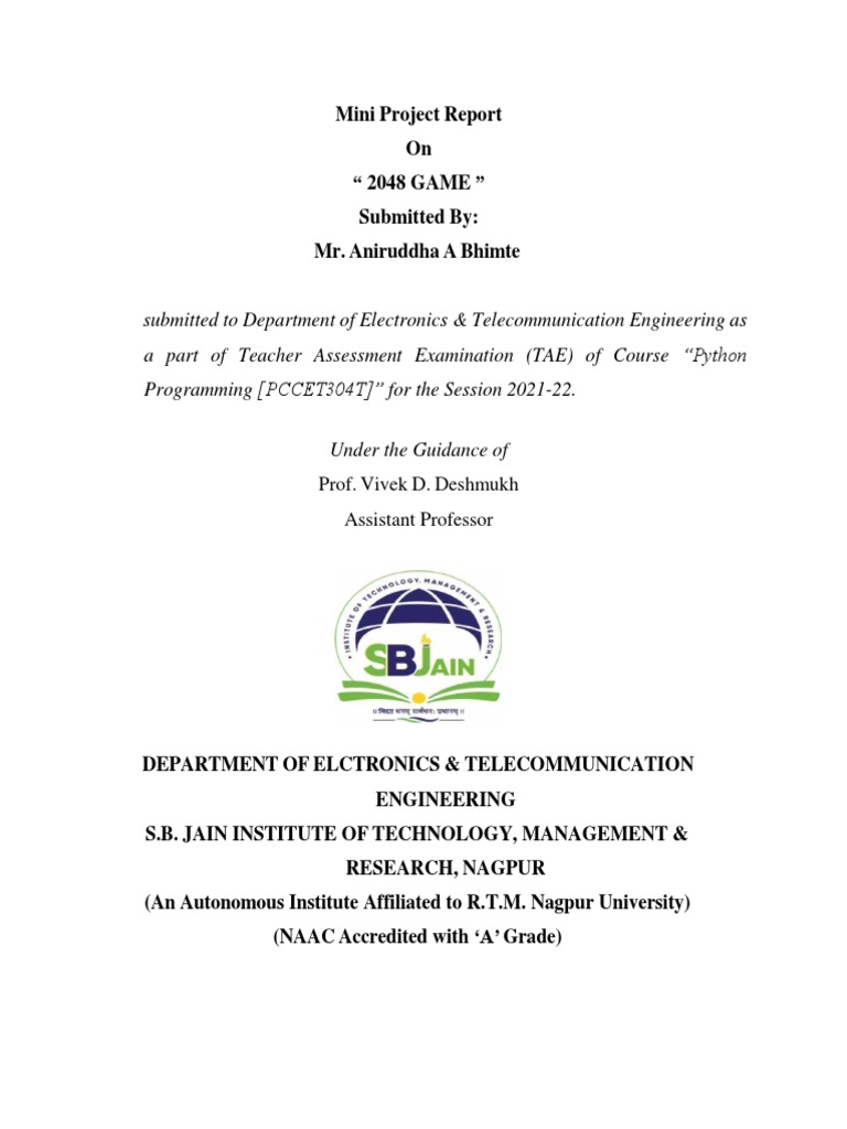 Mini Project Pdf Python Programming Language Computer Program