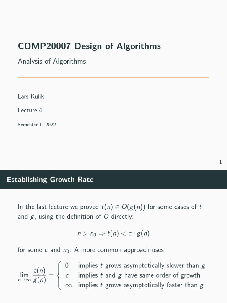 Algorithm Design Lecture Notes | PDF | Logarithm | Mathematics