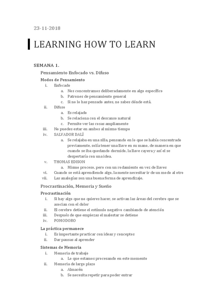Learning How To Learn | PDF | Memoria | Aprendizaje