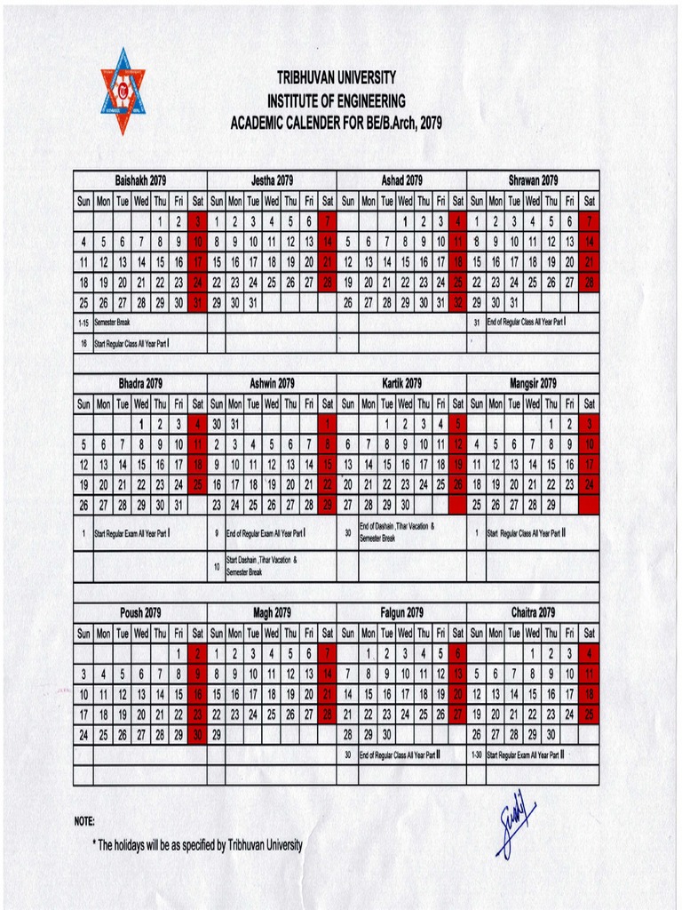 IOE BE BArch AcademicCalendar2079 PDF