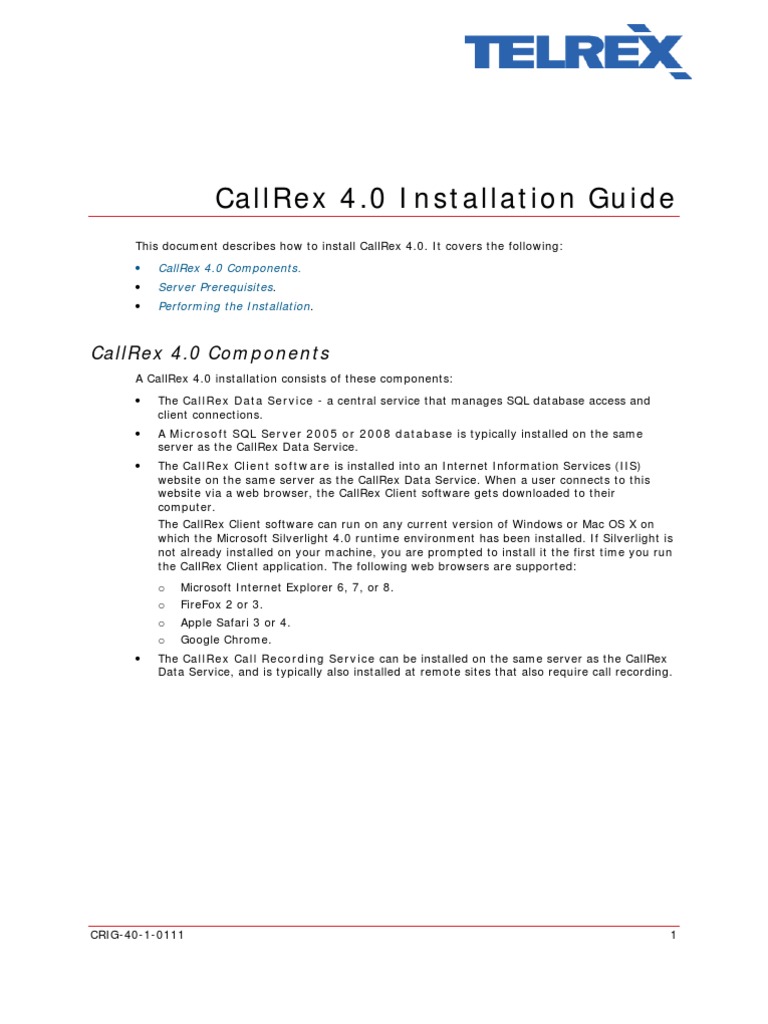 CallRex 4 0 Installation Guide | PDF | Internet Information Services ...