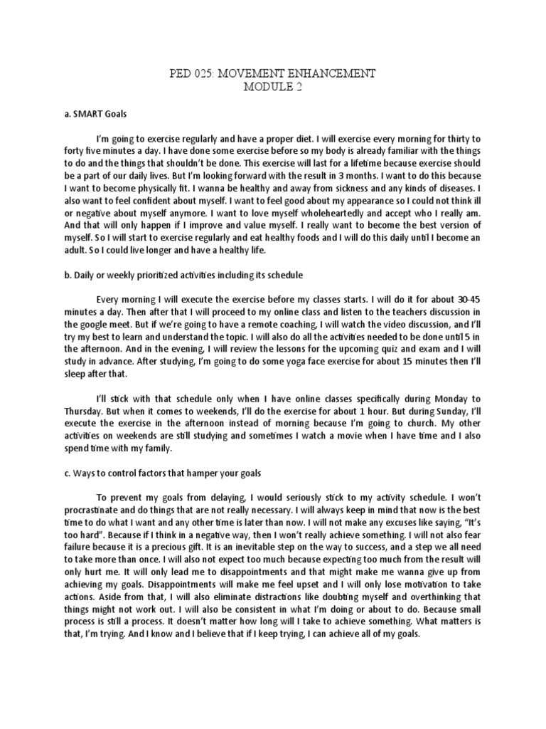 SMART Goals for Movement Enhancement | PDF | Behavior Modification ...