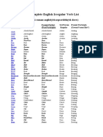 Complete English Irregular Verb List
