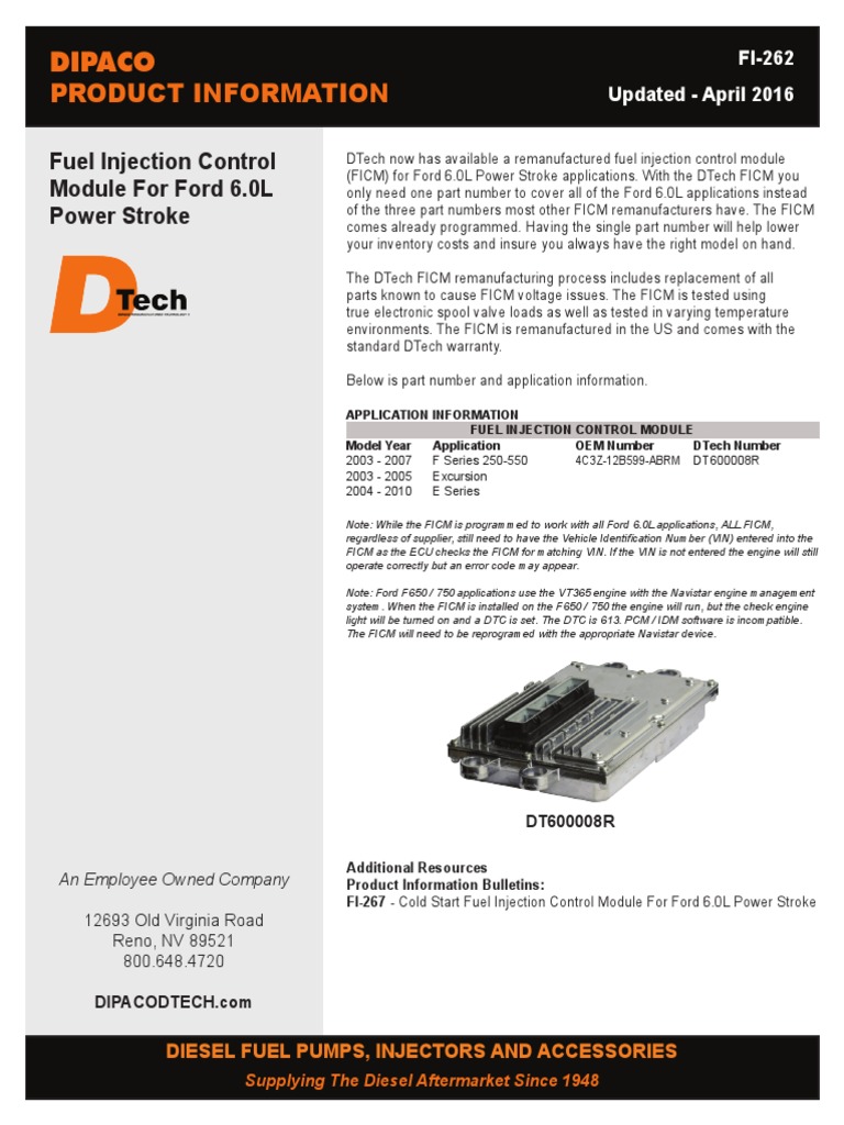 Remanufactured Fuel Injection Control Module For Ford 6.0L Power Stroke ...