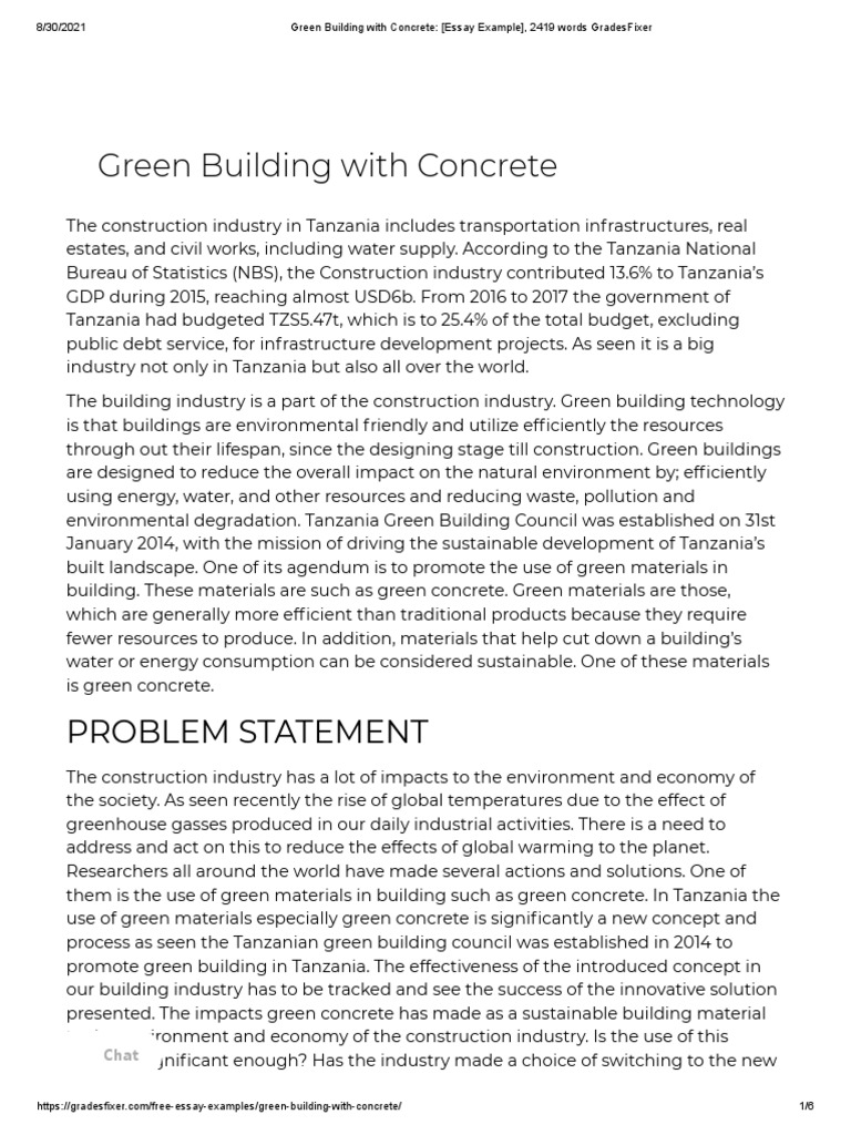 Green Building with Concrete_ [Essay Example], 2419 words GradesFixer