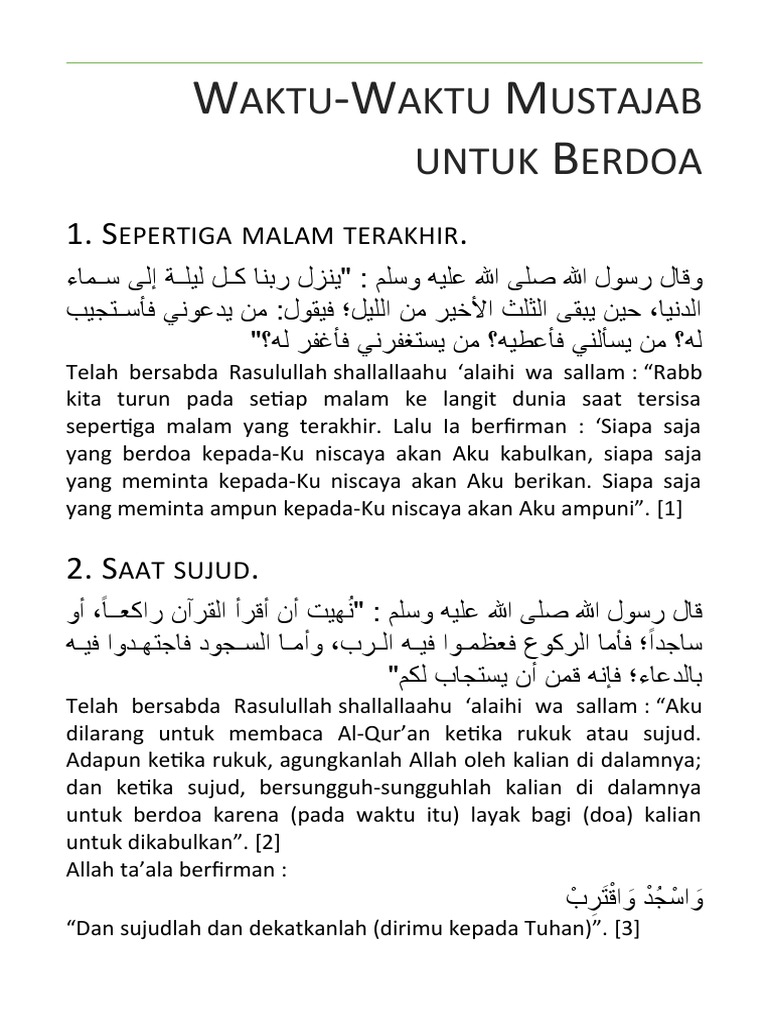 Waktu Mustajab Doa A5 | PDF